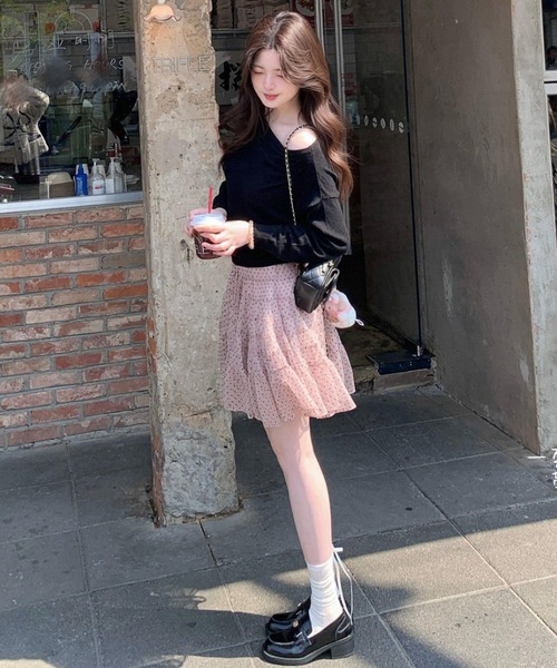 Vipoa(ヴィポア)の「Fluffy dot pattern skirt(スカート・レディース・ピンク・FREE)」の18枚目の写真