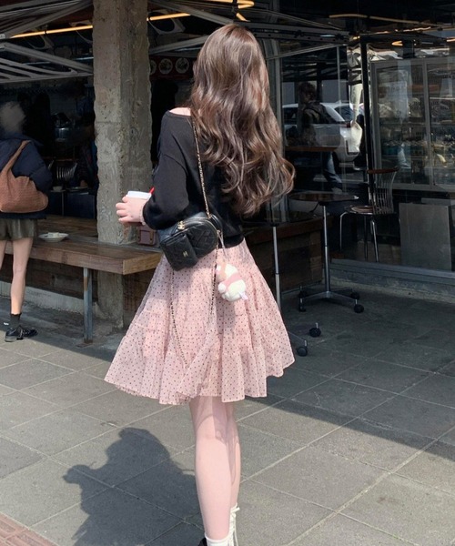 Vipoa(ヴィポア)の「Fluffy dot pattern skirt(スカート・レディース・ピンク・FREE)」の19枚目の写真