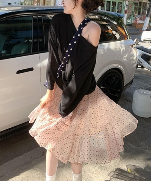 Vipoa(ヴィポア)の「Fluffy dot pattern skirt(スカート・レディース・ピンク・FREE)」の14枚目の写真