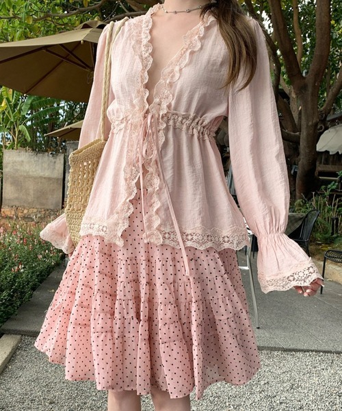 Vipoa(ヴィポア)の「Fluffy dot pattern skirt(スカート・レディース・ピンク・FREE)」の21枚目の写真