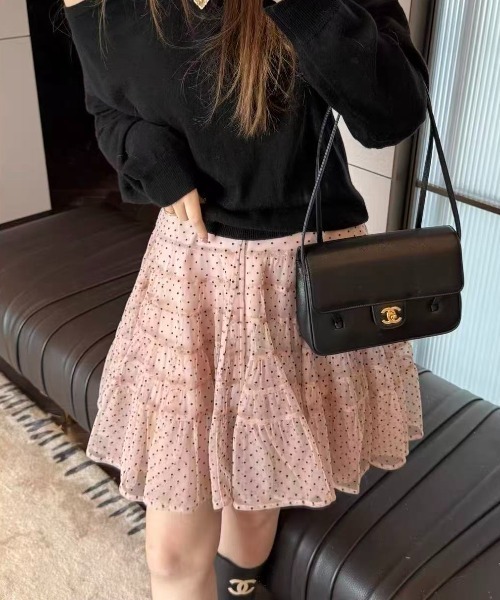 Vipoa(ヴィポア)の「Fluffy dot pattern skirt(スカート・レディース・ピンク・FREE)」の3枚目の写真