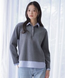 J.PRESS（ジェイプレス）の「【一枚着で決まる】フェイクシャツジャージー 襟付き カットソー（Tシャツ/カットソー）」