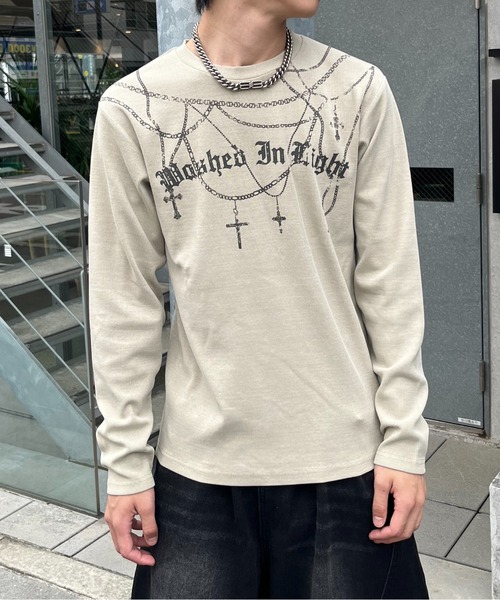 lilful（リルフル）の「【26年秋冬新作】スパンリブ加工 チェーンプリントロンT（Tシャツ/カットソー・レディース・ベージュ/ブラック・M/L）」の14枚目の写真