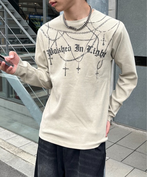 lilful（リルフル）の「【26年秋冬新作】スパンリブ加工 チェーンプリントロンT（Tシャツ/カットソー・レディース・ベージュ/ブラック・M/L）」の15枚目の写真
