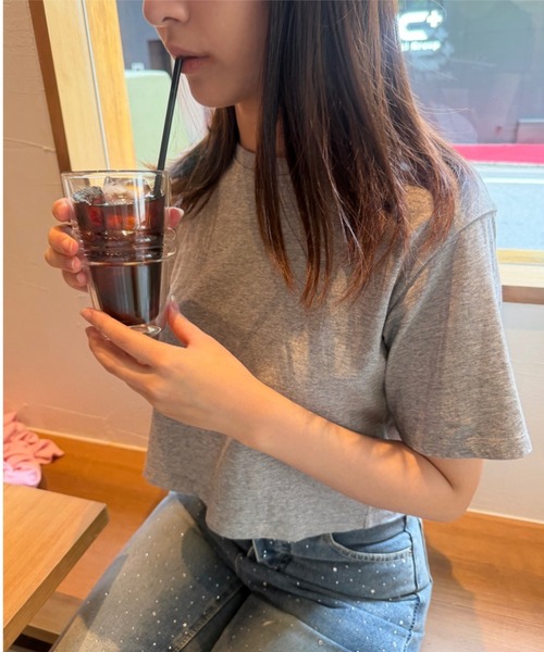 merrylatte(メリーラテ)の「汗染み防止加工 クルーネック クロップドTシャツ(Tシャツ/カットソー・レディース・オフホワイト/アイボリー/杢グレー/ブラック・M/L)」の21枚目の写真