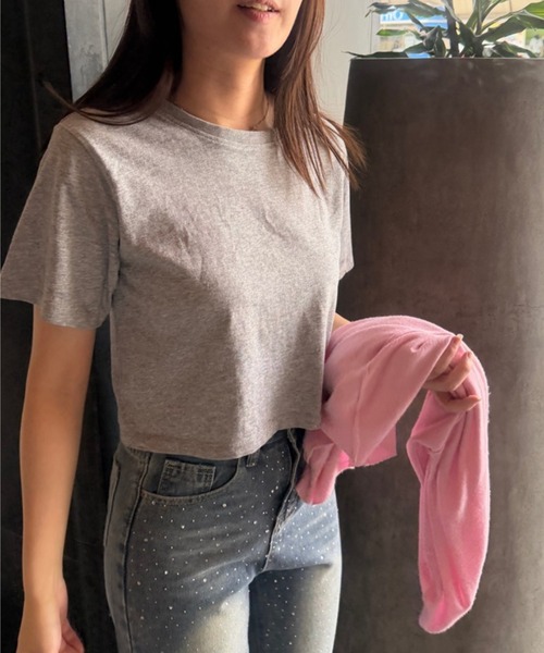 merrylatte(メリーラテ)の「汗染み防止加工 クルーネック クロップドTシャツ(Tシャツ/カットソー・レディース・オフホワイト/アイボリー/杢グレー/ブラック・M/L)」の22枚目の写真