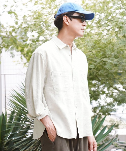 BAYFLOW(ベイフロー)の「ダブルフェイスワークシャツ(シャツ/ブラウス・メンズ・ダークブラウン/オフホワイト/ブルー・LARGE/MEDIUM)」の5枚目の写真