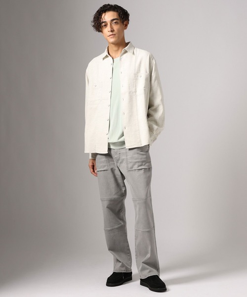 BAYFLOW(ベイフロー)の「ダブルフェイスワークシャツ(シャツ/ブラウス・メンズ・ダークブラウン/オフホワイト/ブルー・LARGE/MEDIUM)」の7枚目の写真