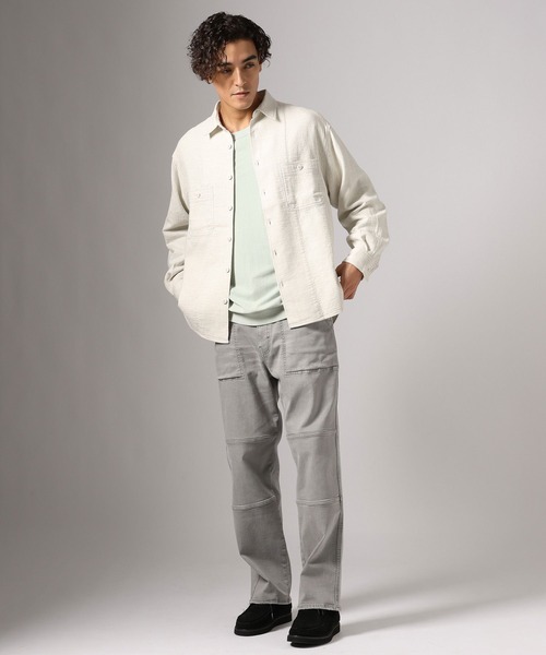 BAYFLOW(ベイフロー)の「ダブルフェイスワークシャツ(シャツ/ブラウス・メンズ・ダークブラウン/オフホワイト/ブルー・LARGE/MEDIUM)」の8枚目の写真