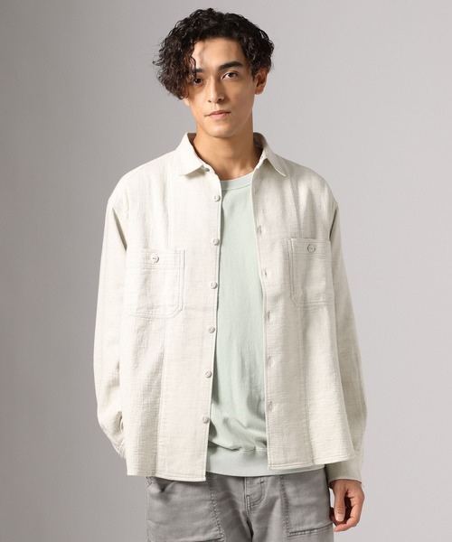 BAYFLOW(ベイフロー)の「ダブルフェイスワークシャツ(シャツ/ブラウス・メンズ・ダークブラウン/オフホワイト/ブルー・LARGE/MEDIUM)」の11枚目の写真