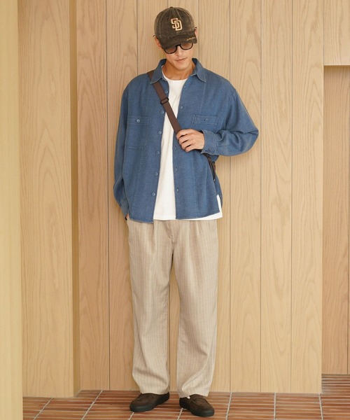 BAYFLOW(ベイフロー)の「ダブルフェイスワークシャツ(シャツ/ブラウス・メンズ・ダークブラウン/オフホワイト/ブルー・LARGE/MEDIUM)」の21枚目の写真