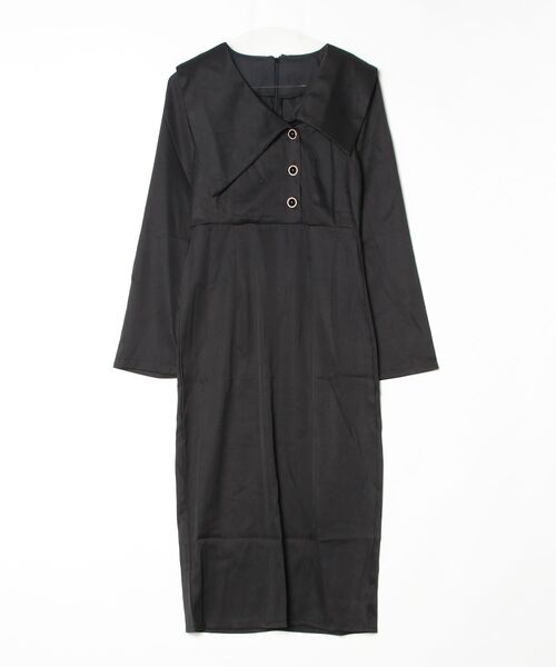 YUGA(ユーガ)の「YUGA_YGMC Korean-style Oversized-Collar Button-Front Dress(ワンピース・レディース・ホワイト/ブラック・FREE)」の11枚目の写真
