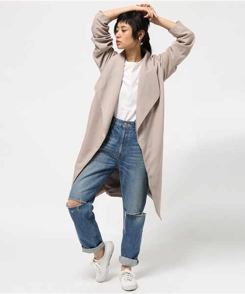 VENCEEXCHANGE（ヴァンスエクスチェンジ）の「オーバーコート（トレンチコート・レディース・ライトグレー/ライトカーキ/ベージュ・MEDIUM）」の2枚目の写真