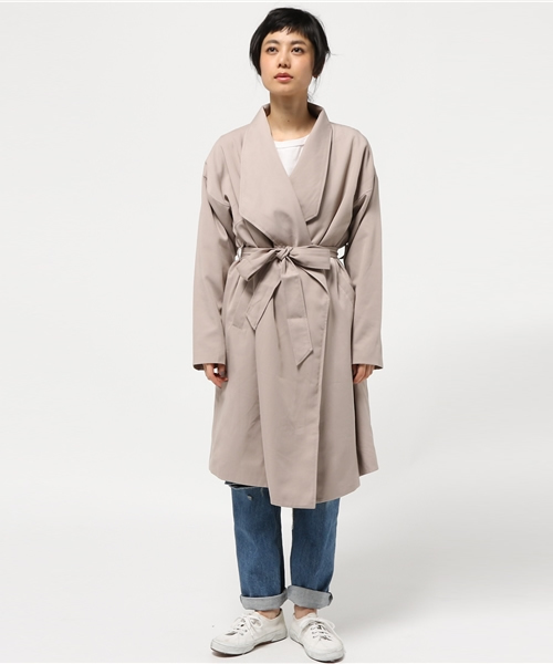 VENCEEXCHANGE（ヴァンスエクスチェンジ）の「オーバーコート（トレンチコート・レディース・ライトグレー/ライトカーキ/ベージュ・MEDIUM）」の4枚目の写真