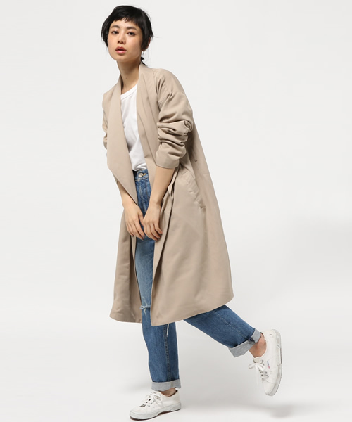 VENCEEXCHANGE（ヴァンスエクスチェンジ）の「オーバーコート（トレンチコート・レディース・ライトグレー/ライトカーキ/ベージュ・MEDIUM）」の13枚目の写真