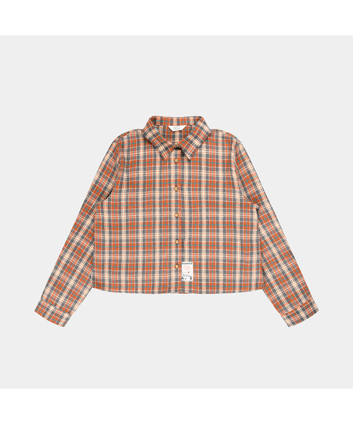 PIGMENT(ピグメント)の「トレンドチェックラベルシャツ (KYNB2606315)(シャツ/ブラウス・レディース・オレンジ・FREE)」の1枚目の写真
