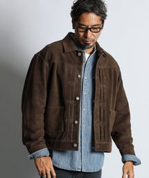 The DUFFER of ST.GEORGE（ザダファーオブセントジョージ）の「COW ROUGH SUEDE TRUCKER JACKET：カウレザー スエード トラッカージャケット / ヴィンテージ風 / パキスタンレザー / Gジャンタイプ（その他アウター）」