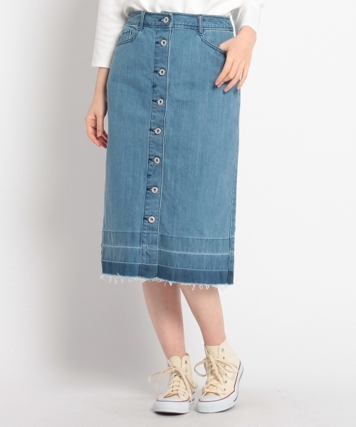 HusHusH（ハッシュアッシュ）の「フロントボタンデニムスカート（デニムスカート・レディース・ブルー/ブルー系1・03/02）」の3枚目の写真
