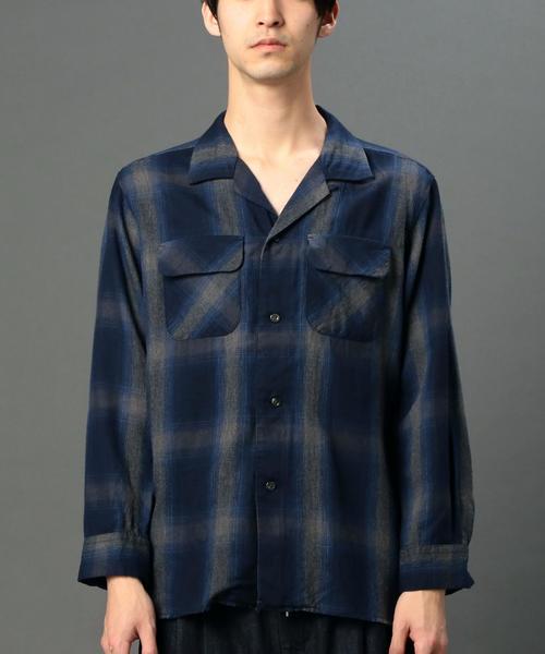 MONKEY TIME(モンキータイム)の「<monkey time> C/LYCL オンブレーチェック オープンカラー シャツ◆(シャツ/ブラウス・メンズ・ブラック/ネイビー・MEDIUM/SMALL/X-LARGE/LARGE)」の2枚目の写真