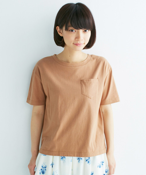 haco!(ハコ)の「U.S.A.コットンポケットTシャツ(Tシャツ/カットソー・レディース・サンドベージュ/ホワイト/ブラック・MEDIUM/X-LARGE/LARGE/SMALL)」の1枚目の写真