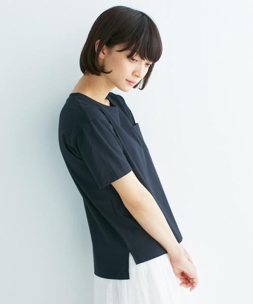 haco!(ハコ)の「U.S.A.コットンポケットTシャツ(Tシャツ/カットソー・レディース・サンドベージュ/ホワイト/ブラック・MEDIUM/X-LARGE/LARGE/SMALL)」の11枚目の写真