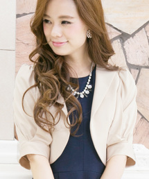 PourVous | 存在感ある プリーツ パフ ボレロ / 結婚式 フォーマル ドレス羽織りパーティーや 二次会 同窓会対応 長袖 オケージョン (テーラードジャケット)