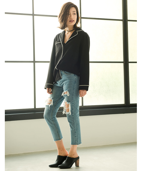 Re:EDIT（リエディ）の「7.9cmヒールポインテッドトゥスタックヒールサボ/シューズ[2016秋冬新作][Re:EDIT/リエディ]（サンダル・レディース・ブラック/ダークブラック/キャメル・SMALL/MEDIUM/LARGE/X-LARGE）」の15枚目の写真