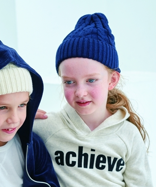 GLOBAL WORK（グローバルワーク）の「【キッズ】洗えるケーブルニットワッチ（ニットキャップ/ビーニー・キッズ・ホワイト/ネイビー/グレー・FREE）」の11枚目の写真