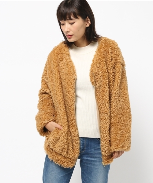 WEGO(ウィゴー)の「WEGO/モコモコジャケット(ブルゾン・レディース・ブラック/ピンク/キャメル/アニマル/ベージュ/ピンク系その他・FREE)」の16枚目の写真