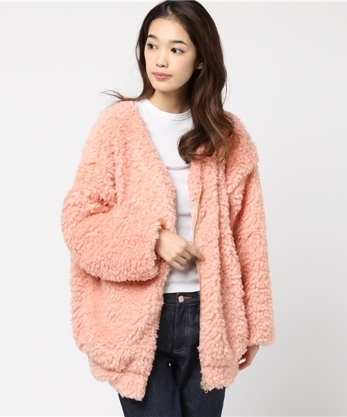 WEGO(ウィゴー)の「WEGO/モコモコジャケット(ブルゾン・レディース・ブラック/ピンク/キャメル/アニマル/ベージュ/ピンク系その他・FREE)」の6枚目の写真