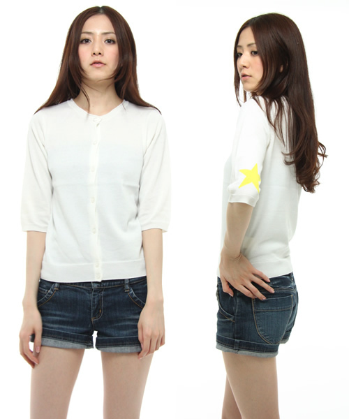 KariAng（カリアング）の「5分袖スターカーデ（カーディガン/ボレロ・レディース・ホワイト/ブラック/グレー・SMALL/MEDIUM）」の2枚目の写真