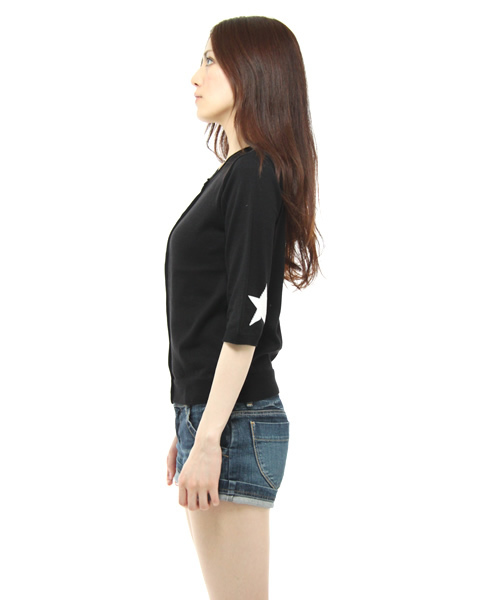 KariAng（カリアング）の「5分袖スターカーデ（カーディガン/ボレロ・レディース・ホワイト/ブラック/グレー・SMALL/MEDIUM）」の4枚目の写真