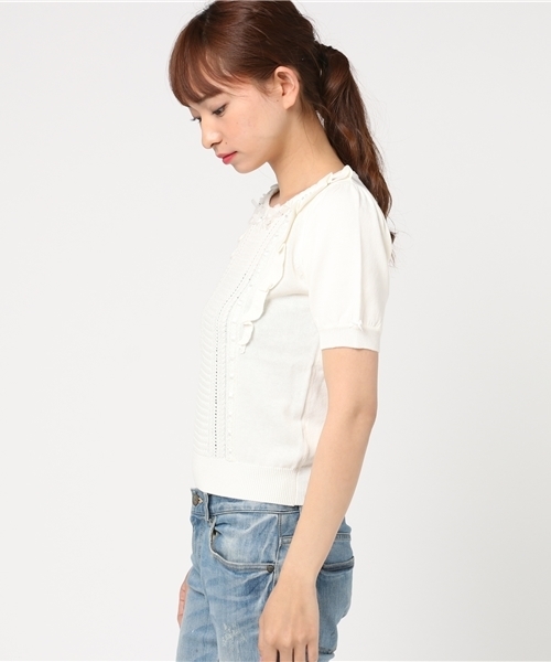 LODISPOTTO（ロディスポット）の「プリプリフリフリニット（ニット/セーター・レディース・ホワイト/ピンク/ネイビー・MEDIUM）」の6枚目の写真