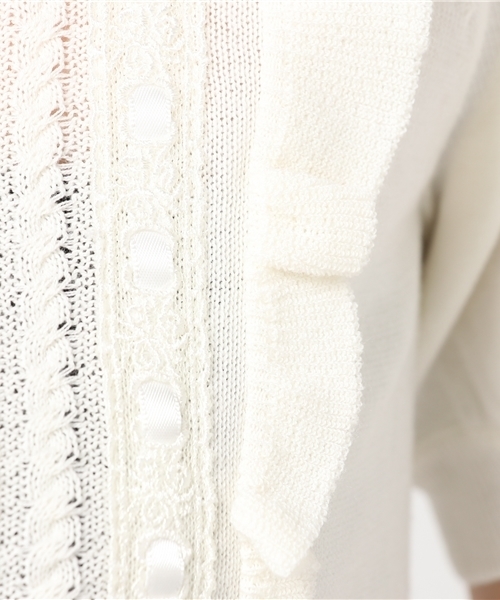 LODISPOTTO（ロディスポット）の「プリプリフリフリニット（ニット/セーター・レディース・ホワイト/ピンク/ネイビー・MEDIUM）」の4枚目の写真