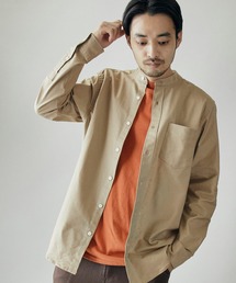 MONO-MART | バンドカラー ハイストレッチ L/S オックスフォード シャツ(シャツ/ブラウス)