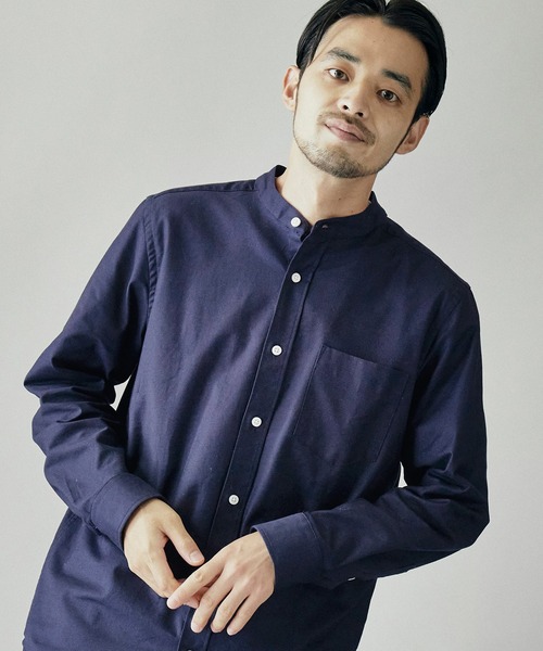 MONO-MART(モノマート)の「バンドカラー ハイストレッチ L/S オックスフォード シャツ(シャツ/ブラウス・メンズ・ブラック/ベージュ/ネイビー/オフホワイト/グレー/オリーブドラブ/ブルー/バーガンディー/サックスブルー・M/L/XL/S)」の6枚目の写真