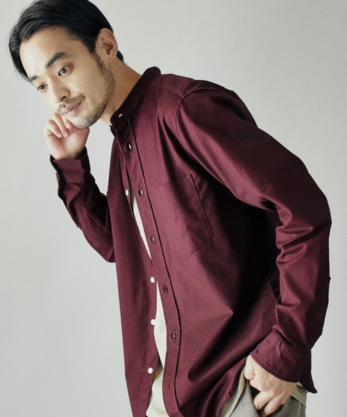 MONO-MART(モノマート)の「バンドカラー ハイストレッチ L/S オックスフォード シャツ(シャツ/ブラウス・メンズ・ブラック/ベージュ/ネイビー/オフホワイト/グレー/オリーブドラブ/ブルー/バーガンディー/サックスブルー・M/L/XL/S)」の9枚目の写真