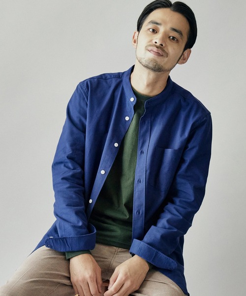 MONO-MART(モノマート)の「バンドカラー ハイストレッチ L/S オックスフォード シャツ(シャツ/ブラウス・メンズ・ブラック/ベージュ/ネイビー/オフホワイト/グレー/オリーブドラブ/ブルー/バーガンディー/サックスブルー・M/L/XL/S)」の8枚目の写真