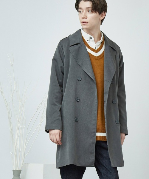 MONO-MART(モノマート)の「T/R ビッグシルエットトレンチコート BIGトレンチコート(MONO-MART)(トレンチコート・メンズ・ブラック/ベージュ/パープル/ネイビー/ブラック系その他/キャメル/ブラウン/ブラウン系その他/ブラウン系その他2・FREE)」の2枚目の写真