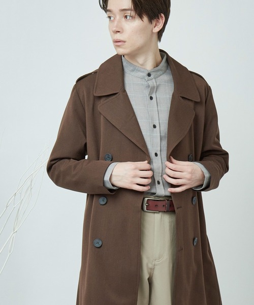 MONO-MART(モノマート)の「T/R ビッグシルエットトレンチコート BIGトレンチコート(MONO-MART)(トレンチコート・メンズ・ブラック/ベージュ/パープル/ネイビー/ブラック系その他/キャメル/ブラウン/ブラウン系その他/ブラウン系その他2・FREE)」の3枚目の写真