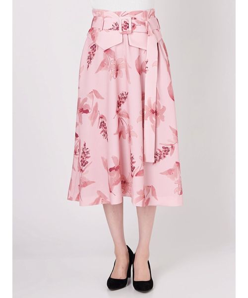 LAGUNAMOON(ラグナムーン)の「リリ-フラワーコルセットベルトフレアースカート(スカート・レディース・ブラック/ピンク・SMALL/MEDIUM)」の3枚目の写真