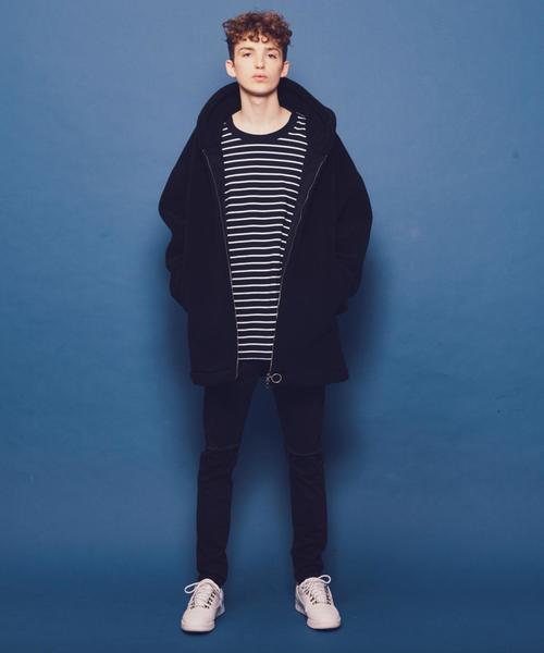 MONKEY TIME（モンキータイム）の「＜monkey time＞ BOA HOOD JACKET/ボアジャケット ◆（ブルゾン・メンズ・ブラック/グレー・MEDIUM/X-LARGE/LARGE/SMALL）」の3枚目の写真