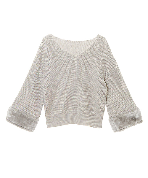 Color（カラー）の「ファースリーブニット（ニット/セーター・レディース・ブラック/オフホワイト/グレー・MEDIUM）」の7枚目の写真