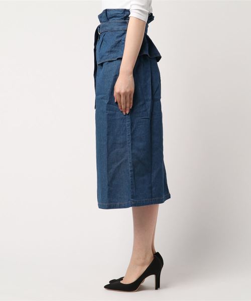 POU DOU DOU（プードゥドゥ）の「ペプラムベルトタックスカート（スカート・レディース・キナリ/カーキ/ブルー系その他・3）」の4枚目の写真