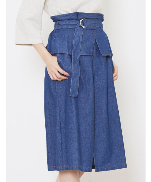 POU DOU DOU（プードゥドゥ）の「ペプラムベルトタックスカート（スカート・レディース・キナリ/カーキ/ブルー系その他・3）」の10枚目の写真