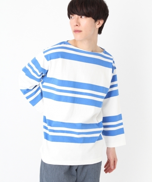 niko and...（ニコアンド）の「バスクボーダー7分袖プルオーバー【niko and ...】（Tシャツ/カットソー・メンズ・ブラック/ブルー/オフホワイト/ピンク・LARGE/MEDIUM）」の5枚目の写真