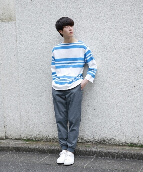 niko and...（ニコアンド）の「バスクボーダー7分袖プルオーバー【niko and ...】（Tシャツ/カットソー・メンズ・ブラック/ブルー/オフホワイト/ピンク・LARGE/MEDIUM）」の6枚目の写真