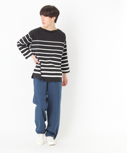 niko and...（ニコアンド）の「バスクボーダー7分袖プルオーバー【niko and ...】（Tシャツ/カットソー・メンズ・ブラック/ブルー/オフホワイト/ピンク・LARGE/MEDIUM）」の8枚目の写真