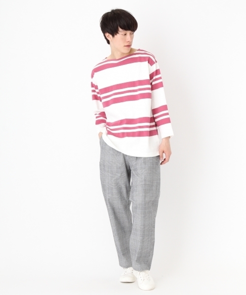 niko and...（ニコアンド）の「バスクボーダー7分袖プルオーバー【niko and ...】（Tシャツ/カットソー・メンズ・ブラック/ブルー/オフホワイト/ピンク・LARGE/MEDIUM）」の9枚目の写真