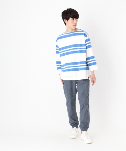 niko and...（ニコアンド）の「バスクボーダー7分袖プルオーバー【niko and ...】（Tシャツ/カットソー・メンズ・ブラック/ブルー/オフホワイト/ピンク・LARGE/MEDIUM）」の10枚目の写真